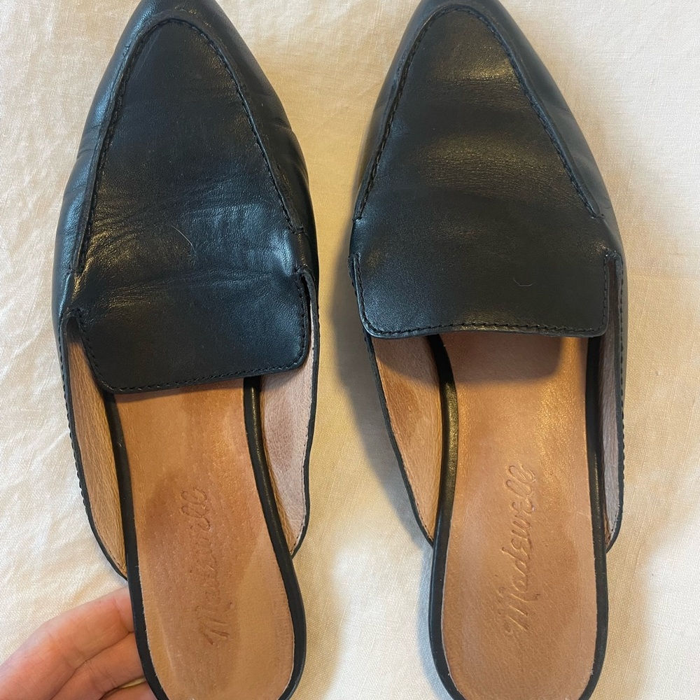 Madewell black slides mules; size 7